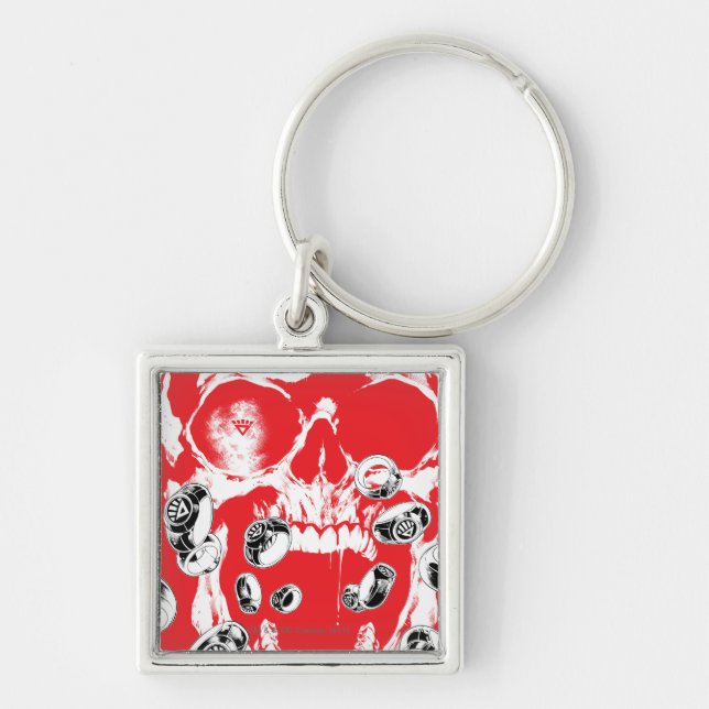 Porte-clés Crâne et anneaux - Rouge (Devant)