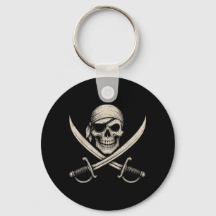 Porte-clés Crâne et os croisés de pirate vintage squelette
