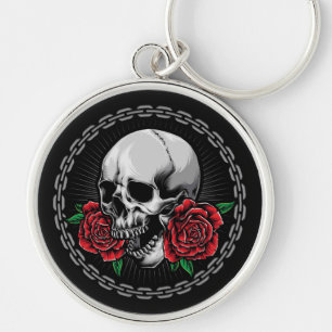 Porte-clés Crâne et Rose