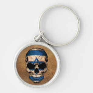 Porte-clés Crâne israélien âgé et utilisé de drapeau