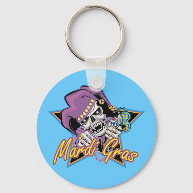 Porte-clés Crâne Mardi Gras Jester (Recto)