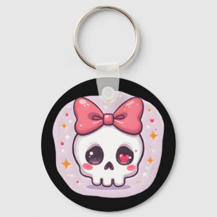 Porte-clés Crâne Pastel Goth avec Nœud