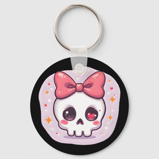 Porte-clés Crâne Pastel Goth avec Nœud (Recto)