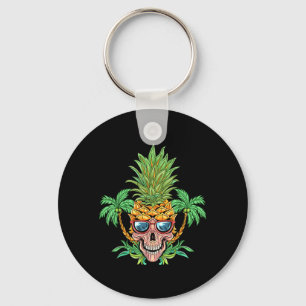 Porte-clés Crâne Pineapple Aloha Plages Fleurs Hawaïennes