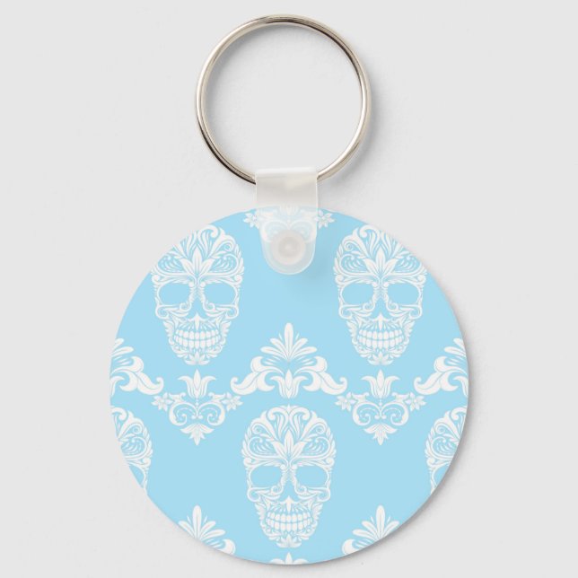 Porte-clés crâne victorien bleu (Recto)