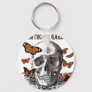 Porte-clés crâne vintage d'Halloween moderne et papillons
