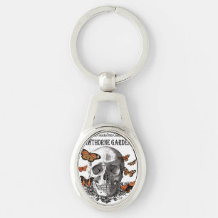 Porte-clés crâne vintage d'Halloween moderne et papillons