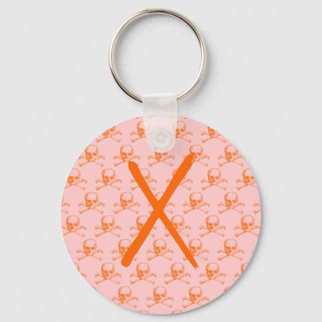 Porte-clés Crâne vintage et os croisés (Recto)