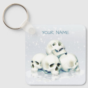 Porte-clés Crânes dans la neige. Personnalisé
