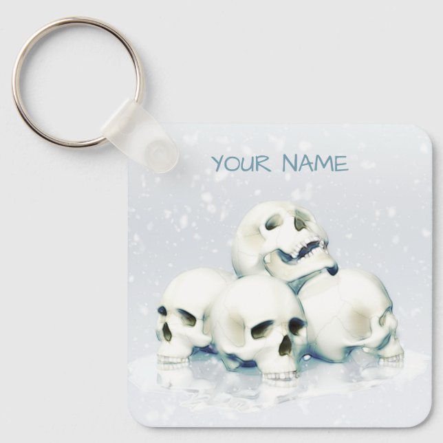 Porte-clés Crânes dans la neige. Personnalisé (Recto)