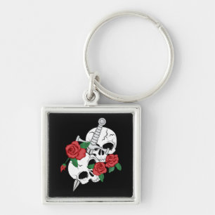 Porte-clés Crânes, Roses et Dagger