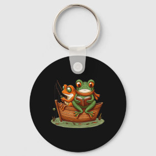 Porte-clés Crapaud grenouille drôle pêche livre clic vintage