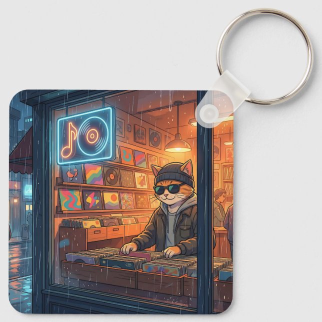 Porte-clés Crate Digging at the Vinyl Store (Dos)