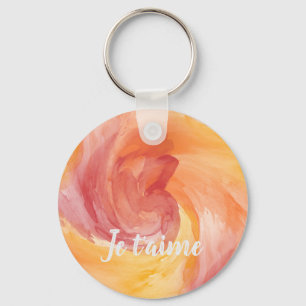 Porte-clés Cravate-Dye flamme rouge orange peint Aquarelle d'