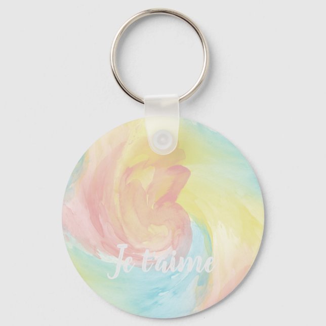Porte-clés Cravate-Dye Retro Pastel Peinture d'Aquarelle dans (Recto)