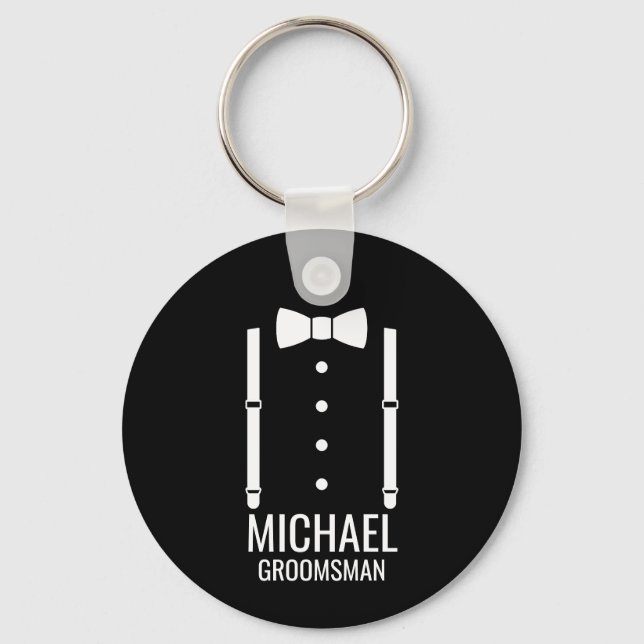 Porte-clés Cravate Mariage noir Groomsmen personnalisé (Recto)