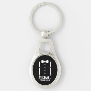 Porte-clés Cravate Mariage noir Groomsmen personnalisé