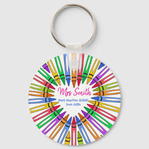 Porte-clés Crayon coloré merci enseignant grand cœur