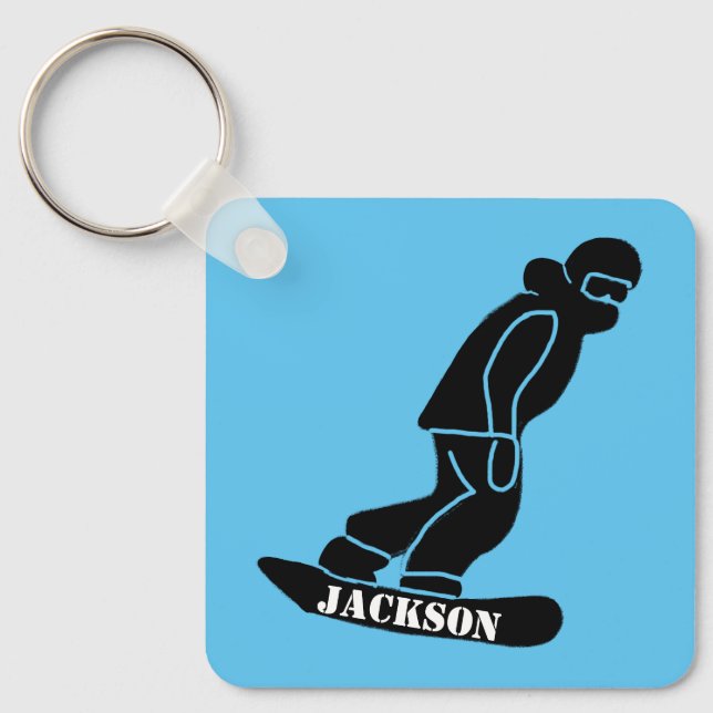 Porte-clés Crayon de snowboard Freeride bleu Snowboard (Recto)