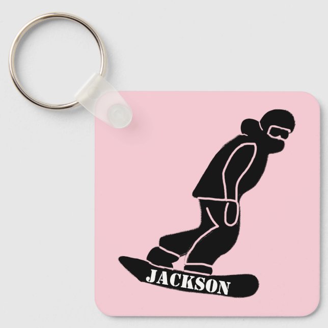 Porte-clés Crayon de snowboard freeride rose (Recto)