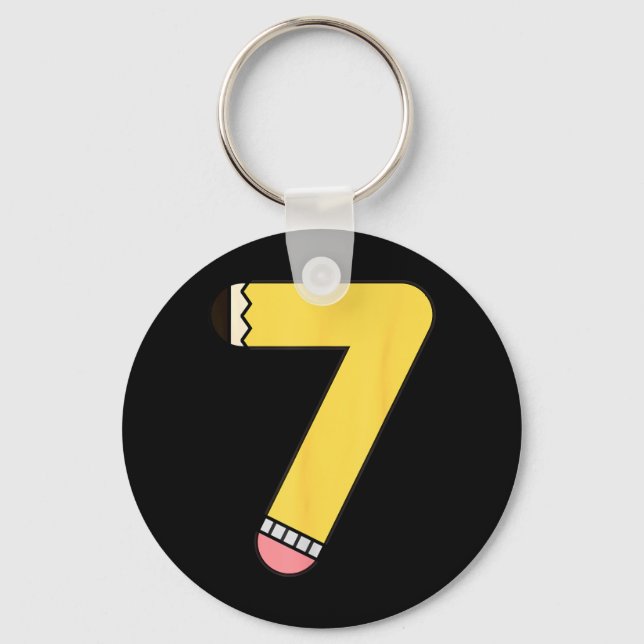 Porte-clés Crayon Numéro 7 Retour à l'école 7e Anniversaire (Recto)