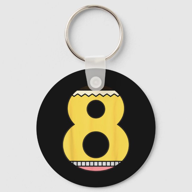 Porte-clés Crayon numéro 8 Retour à l'école 8e anniversaire H (Recto)
