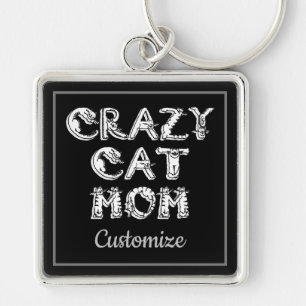 Porte-clés Crazy Cat Mom White Logo Porte - clé