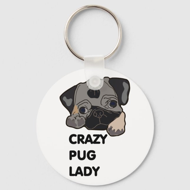 Porte-clés Crazy Pug Lady (Recto)