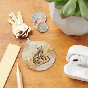 Porte-clés Cream Gold Leopard Animal