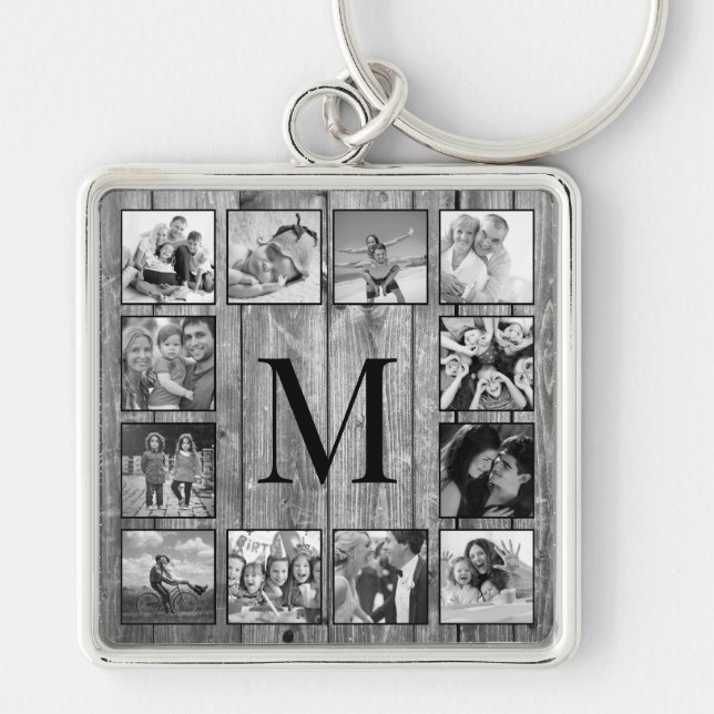 Porte-clés Create Your Custom Photo Collage Rustic Farmhouse (Devant)