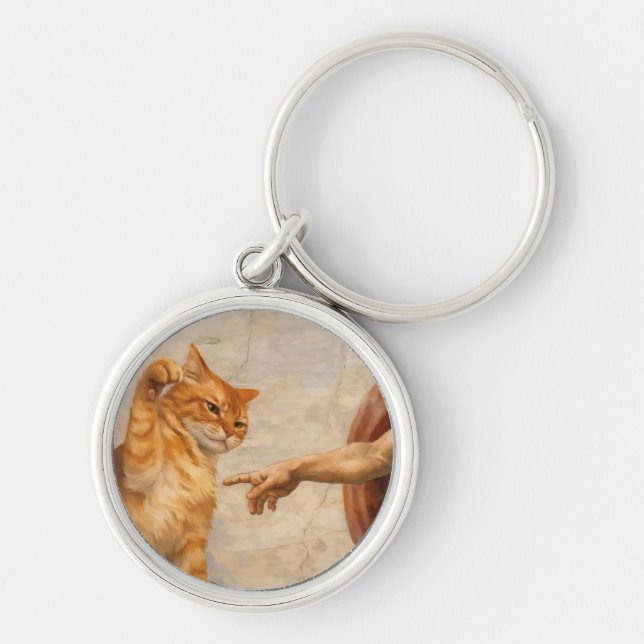 Porte-clés Création d'Adam avec le chat Sarca, une œuvre d'ar (Devant)