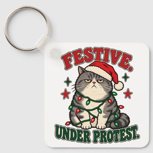Porte-clés Création de Noël drôle sous protestation (Recto)