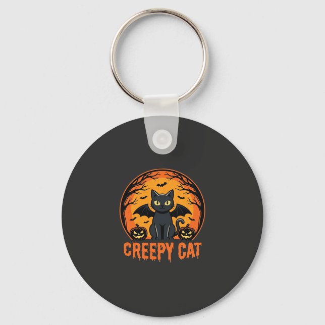 Porte-clés Création graphique de chat effrayant Halloween cha (Recto)