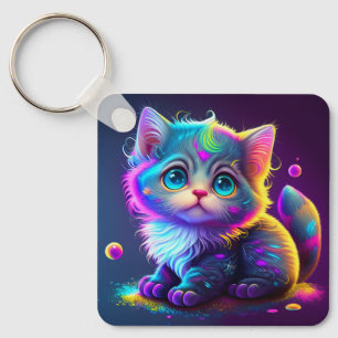 Porte-clés Création numérique de chat coloré mignon-79827