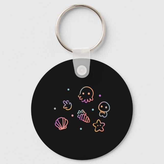 Porte-clés Créatures Océaniques Dégradé Pastel Design Vie Mar (Recto)