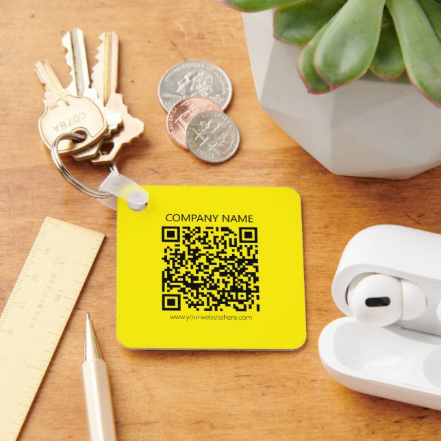 Porte-clés Créer un code QR | Facilement visible jaune vif no (Bureau)