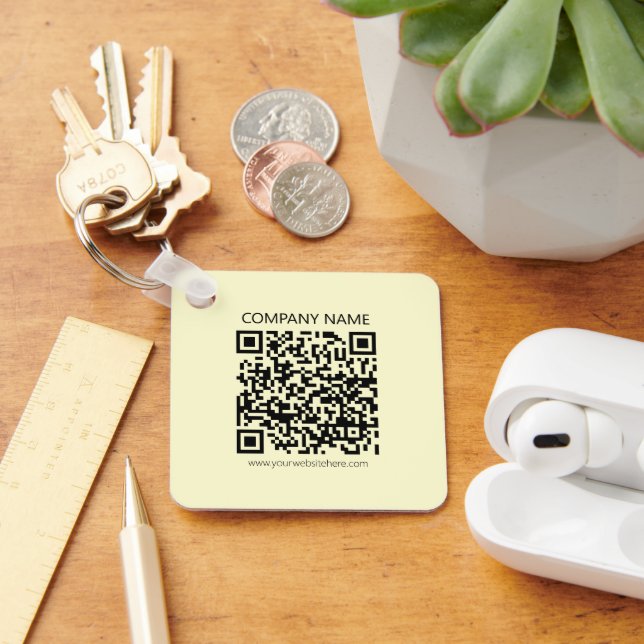 Porte-clés Créer un code QR | Jaune pâle (Bureau)