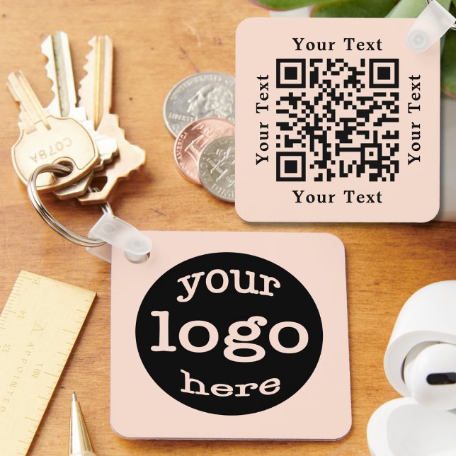Porte-clés Créer un logo professionnel personnalisé Code QR R (Create Custom Business Logo QR Code Rose Gold Keychain)