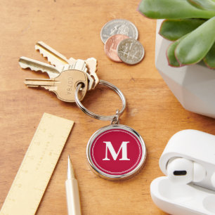 Porte-clés Créer un Porte - clé de monogramme rouge Crimson p