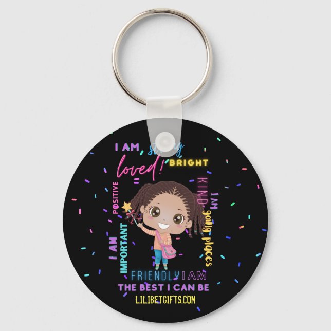 Porte-clés Créez vos propres affirmations positives de fille  (Recto)