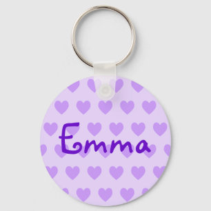 Porte-clés Créez vos propres coeurs Polka Purple Personnalisé