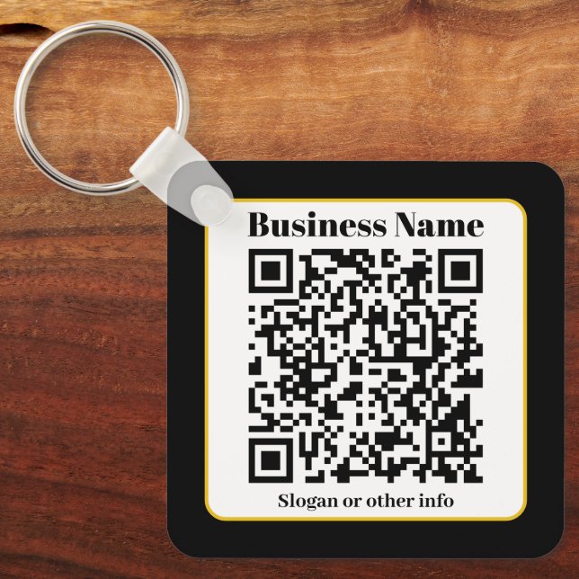Porte-clés Créez votre propre code QR | Bordure noire blanche (Recto)