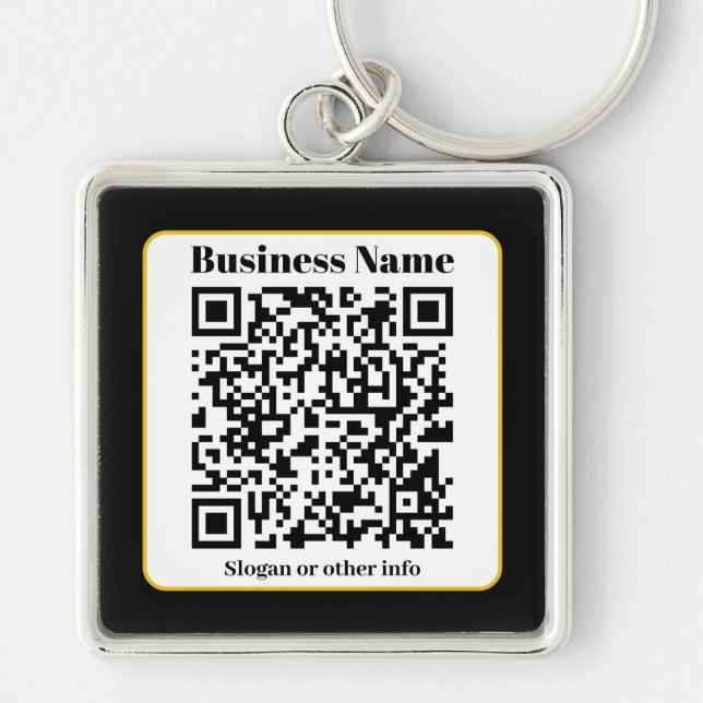 Porte-clés Créez votre propre code QR | Bordure noire blanche (Devant)