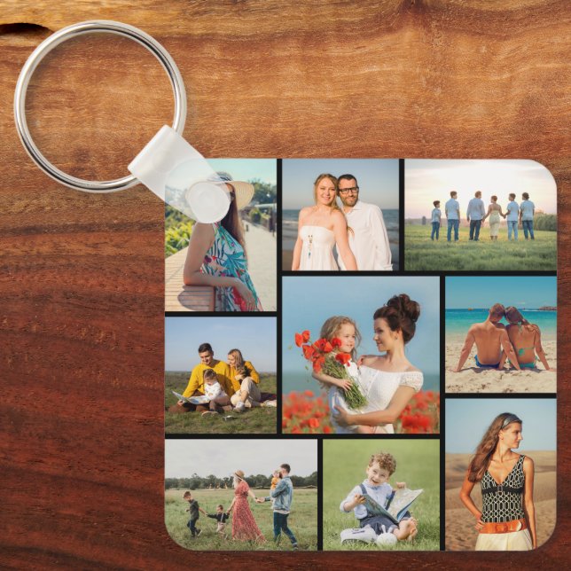 Porte-clés Créez votre propre collage de 9 photos (Recto)