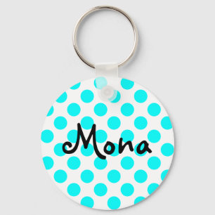 Porte-clés Créez votre propre point Aqua Polka personnalisé