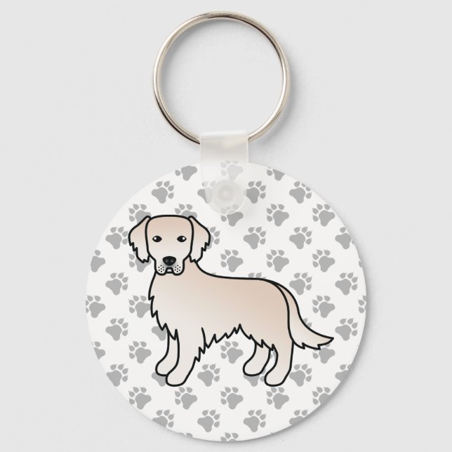 Porte-clés Crème anglaise Golden Retriever Cartoon Chien & Pw (Recto)