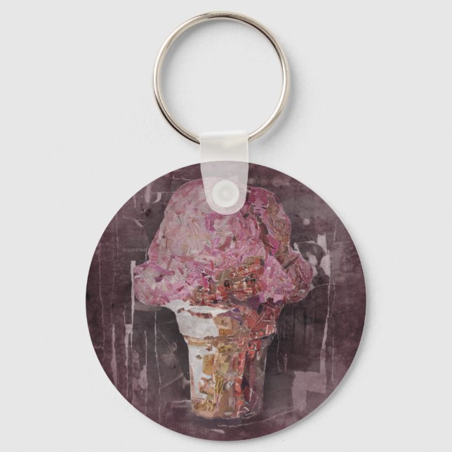 Porte-clés Crème de glace rose vintage (Recto)