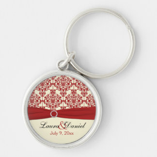 Porte-clés Crème et Red Mariage damassé Keepsaké Porte - clé