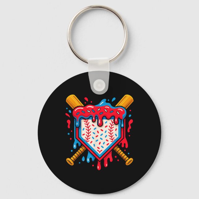 Porte-clés Crème Glacée Américaine Baseball Drip Pour Garçons (Recto)
