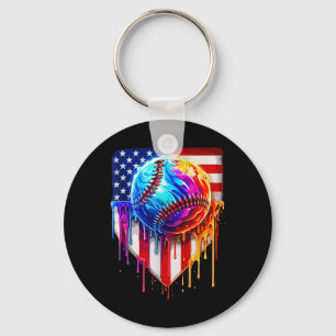 Porte-clés Crème glacée de baseball American Drapeau